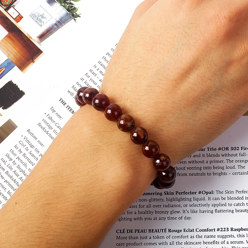 Reiki Orange Garnet Beads Bracelet Men Energy Natural Stone Blood Circulation Bracelets for Women Regulating Hormones Jewelry