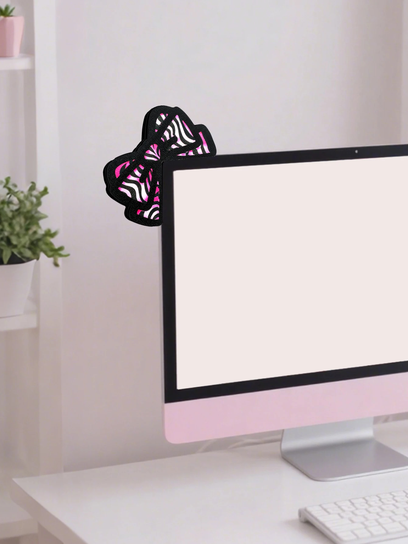 Niedliche Computer-Monitor-Dekoration, rosa Schleife, Katzenohrform, Ornamente, Kawaii-Desktop-Dekoration für PC, Laptop, Zimmer, Schreibtisch, Dekoration, Mädchen-Geschenk – Detail 32