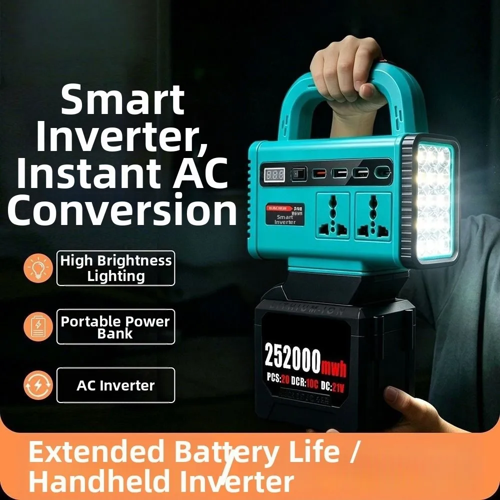 DC 21V To AC 180V-220V Battery Power Inverter for Makita 18V Battery Digital Voltage Display 120W Portable Power Inverter