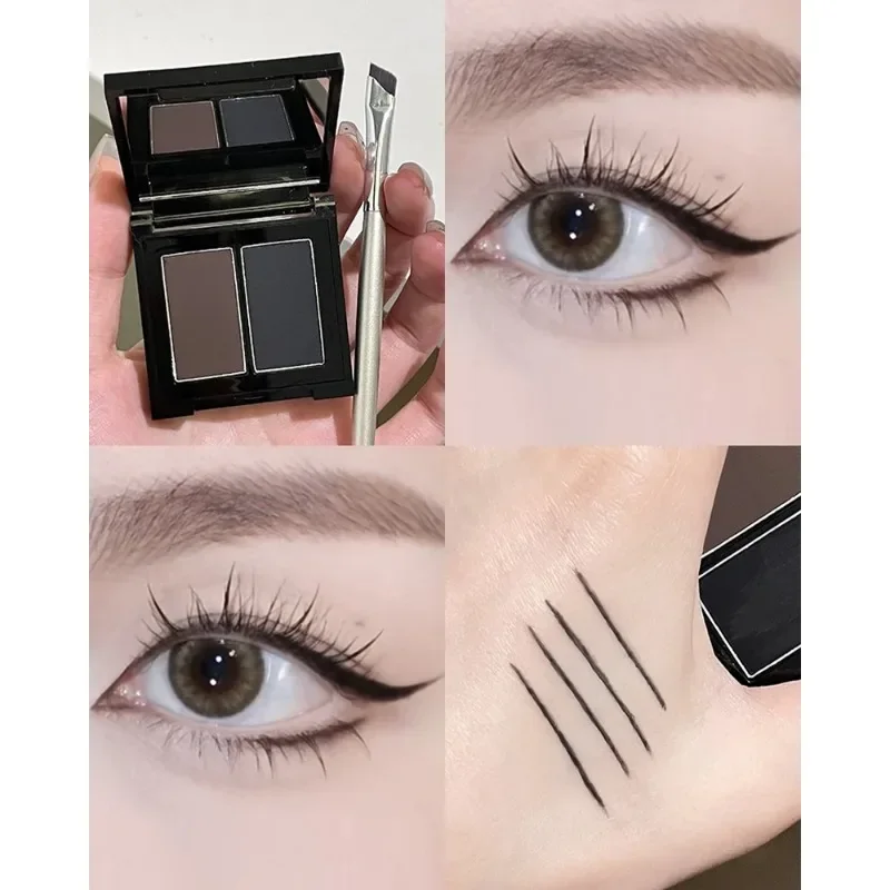 EOEKKY Waterproof Matte Eyeliner Powder Palette Double-color Eyebrow Powder Quick Dry Smooth Black Brown Eye Shadow Makeup