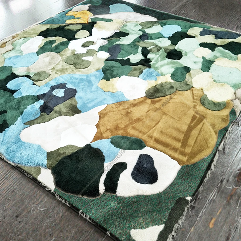 China Luxury Custom 3D Square Animal Design Black Hole Printed Acrylic High Pile Carpet for Home & Travel Fashionable Floor
