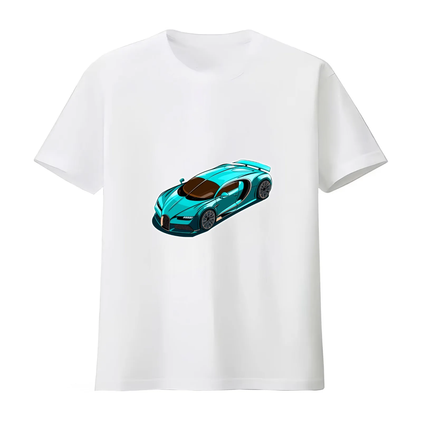 turquoise fantasy sports car - Different logo size position color? Email me - T-Shirt Summer Casual Cotton Tee 100% Cotton