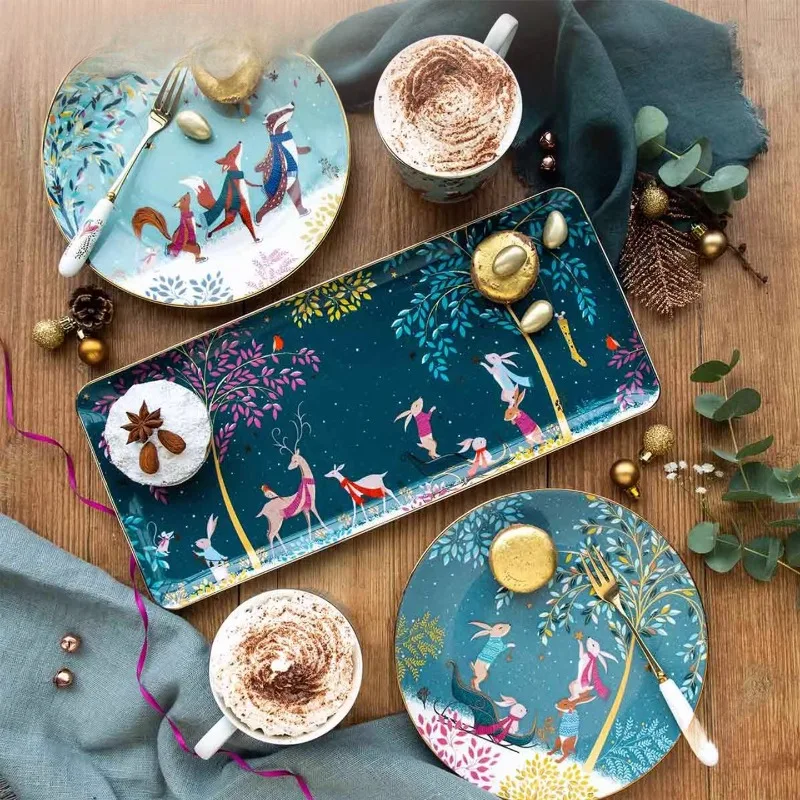 Imported ceramic plate afternoon tea snack plate single teapot set