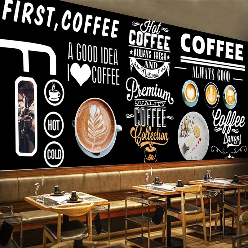 

Custom Photo 3D Blackboard Hand Painted Coffee Shop Western Restaurant Bar Home Improvement Tooling Poster Wall Mural Wallpaper