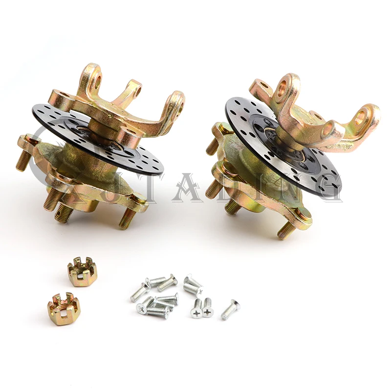 Wrzeciona zwrotnicy amortyzatora kierowniczego z piastami kół 110 mm M10 * 4 STUD 130 mm tarcza hamulcowa pasująca do Golf Buggy Go Kart Karting Quad Bike