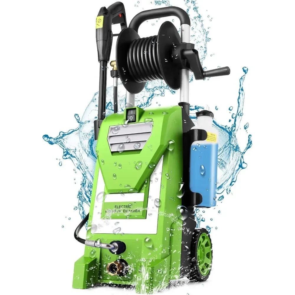 

2.2GPM Electric Power Washer,1800W High Pressure Washer, Professional Washer Cleaner, with 4 Nozzles, Soap Bottle and Hose Reel