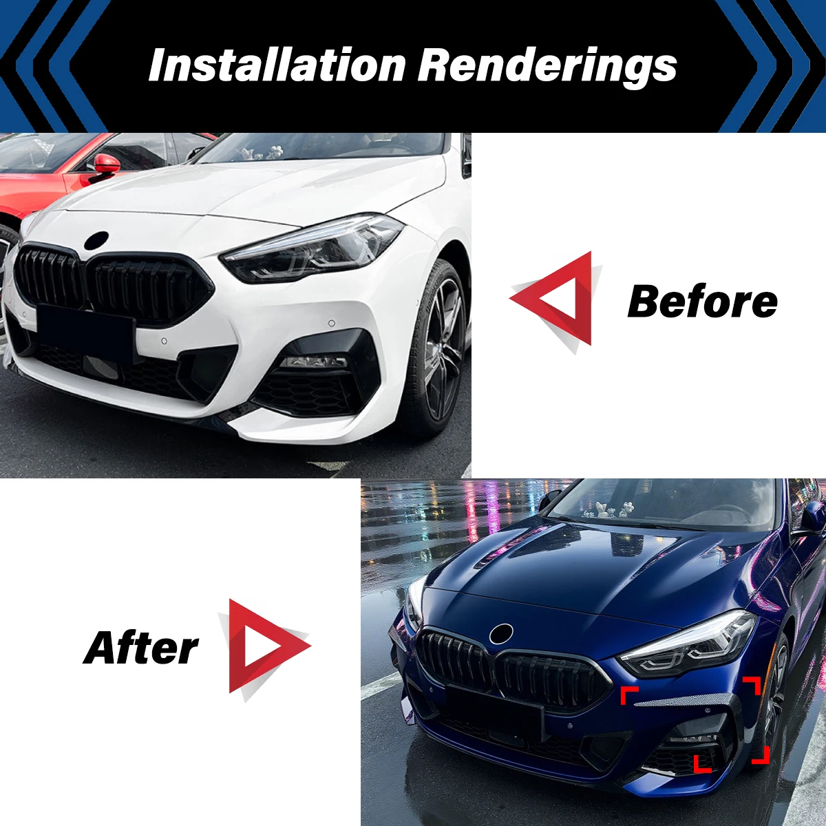 For BMW 2 Series F44 M Sport 2020 2021 2022 2023 2024 Front Wind Knife Spoiler Grille Cover Air Vent  Car Sticker Modification