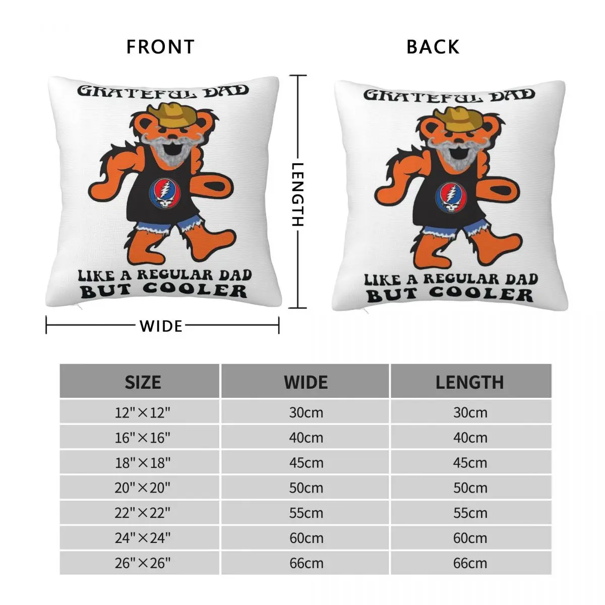 Grateful Regular Dad Cooler Square Pillowcase Polyester Linen Velvet Printed Zip Decor Room Cushion Cover