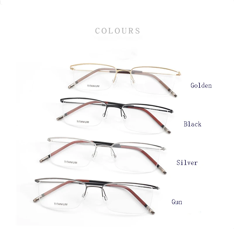 HDCRAFTER Ultra Light 8g Prescription Eyeglasses Frame Men Pure Titanium Myopia Reading Optical Semi Rimless Glasses Frames