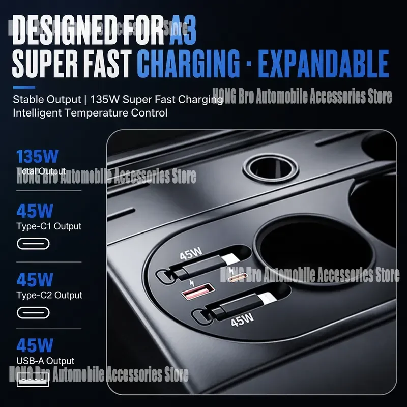 For Audi A3 A5 Wireless Charger Central Console Docking Station Telescopic Cable Fast Charging Car Accessories Modified