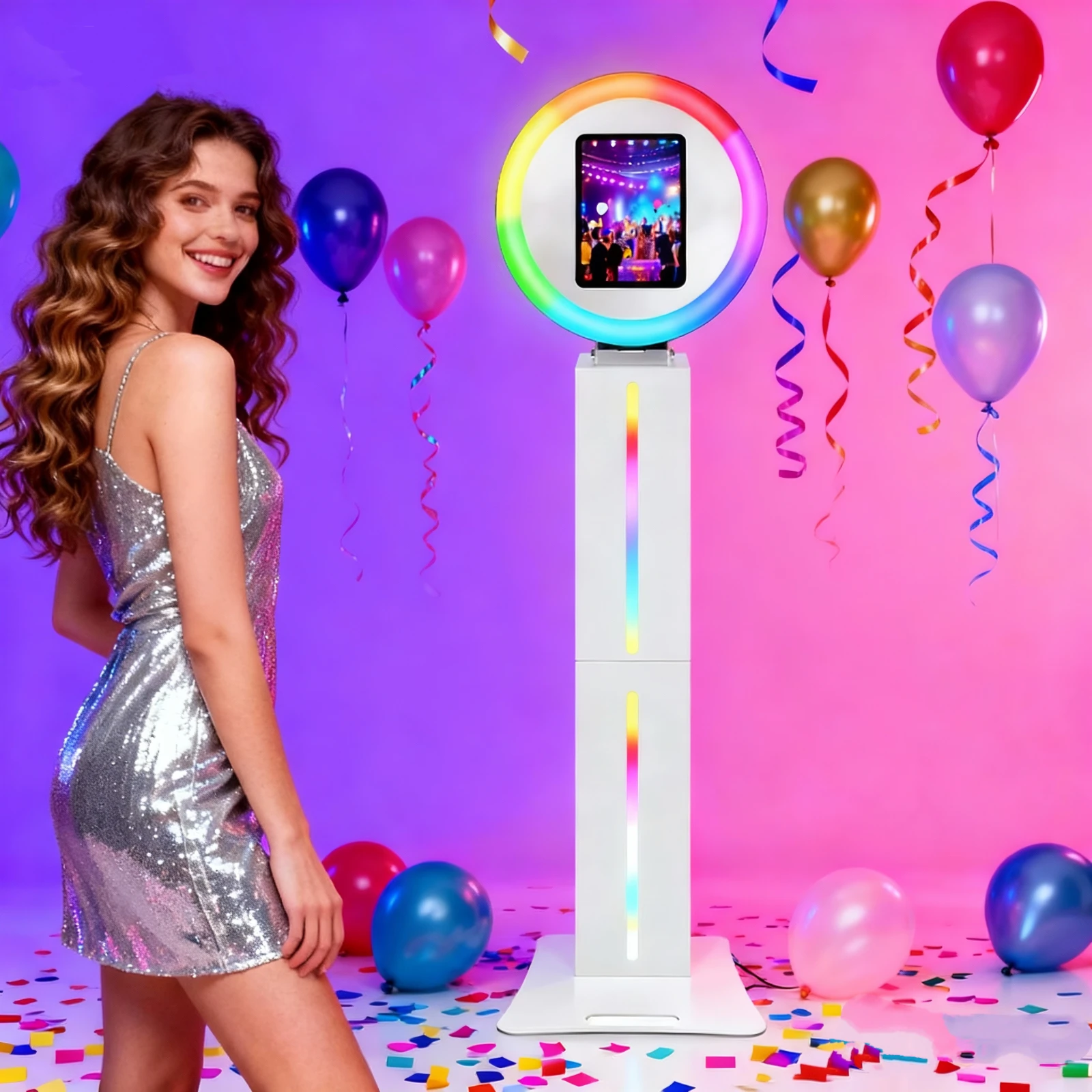 Macchina per cabina fotografica per iPad da 12,9 pollici 3/4/5/6 per matrimoni, feste di compleanno con luci a LED, scatola di volo, cabina fotografica Mariage