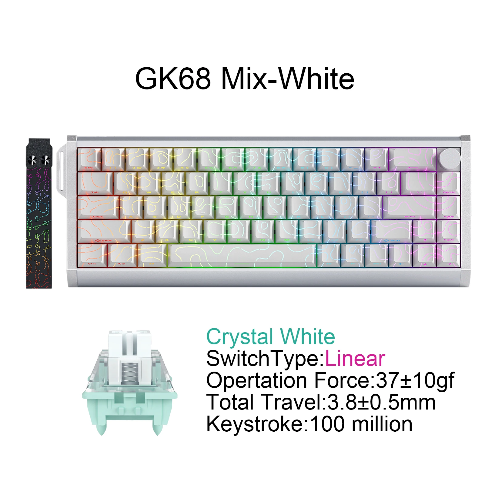 SKYLOONG GK68 Mix ワイヤレスゲーミングキーボード アルミケース 8Khz