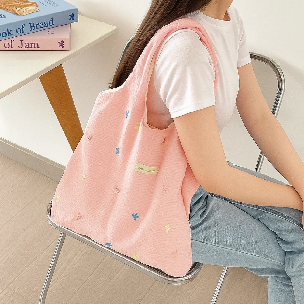 

Portable Korean Style Bowknot Vest Bag Sweet Leisure Cloth Hobo Bag Commuting Cloth Canvas Underarm Bag Travel
