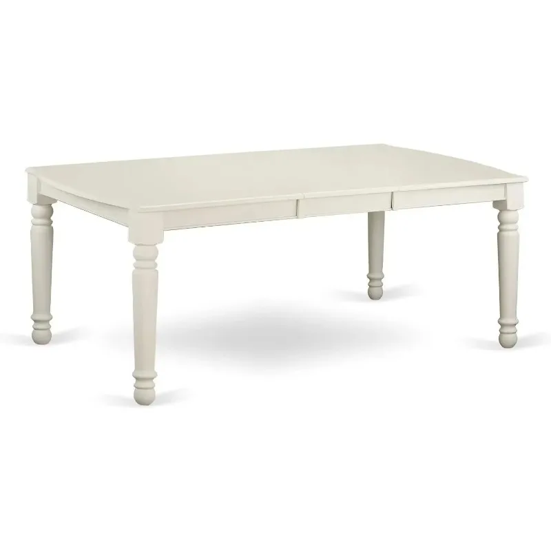 [أفضل بائع! تشتمل مجموعة طاولات الطعام الحديثة المكونة من 9 قطع على طاولة خشبية مستطيلة مع أوراق فراشة و8 بارسونز من قماش الكتان الكريمي