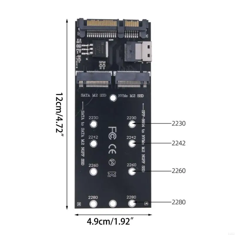 B0KF NGFF M.2 Adapter SATA3 Raiser M.2 zu Adapter NVMe SSD zu SFF-8654 Karte