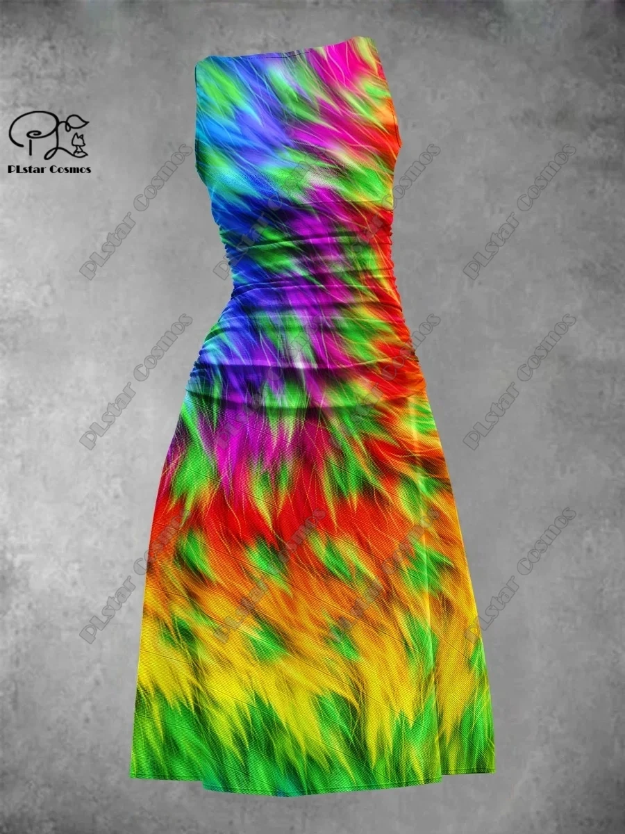 PLstar Cosmos 3D printing new color plaid feather pattern vest dress collection for yourself and friends