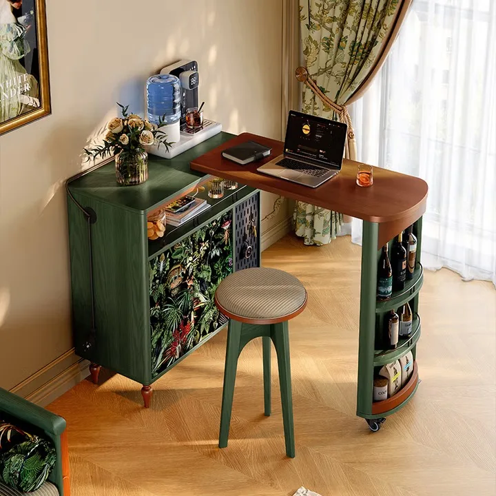 

Французский ретро-шкаф для небольшой квартиры из массива дерева, буфет-бар со встроенной телескопической барной стойкой.