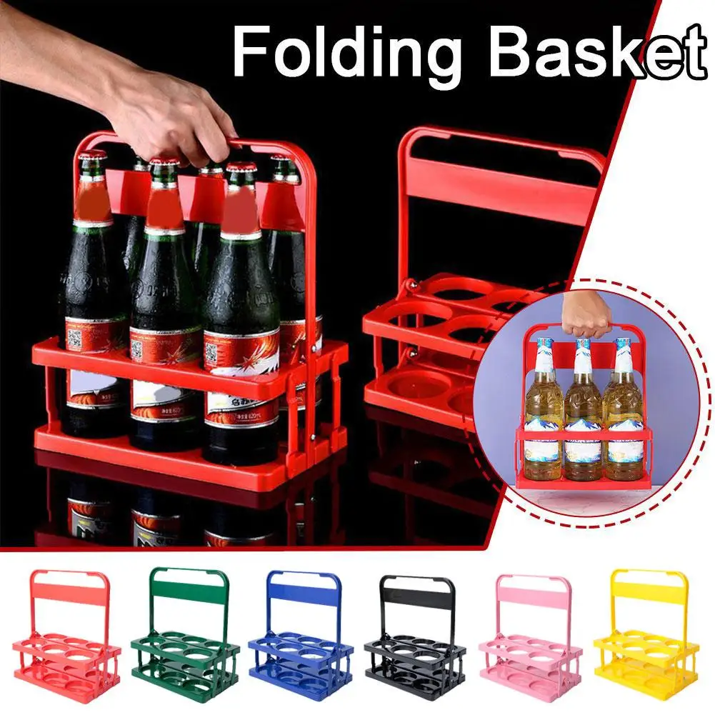 Foldable 6 Pack Wine Rack Cup Organizer Bar Beverage Display Basket Reusable Drink Caddy Holder Beer Bottle Carrier