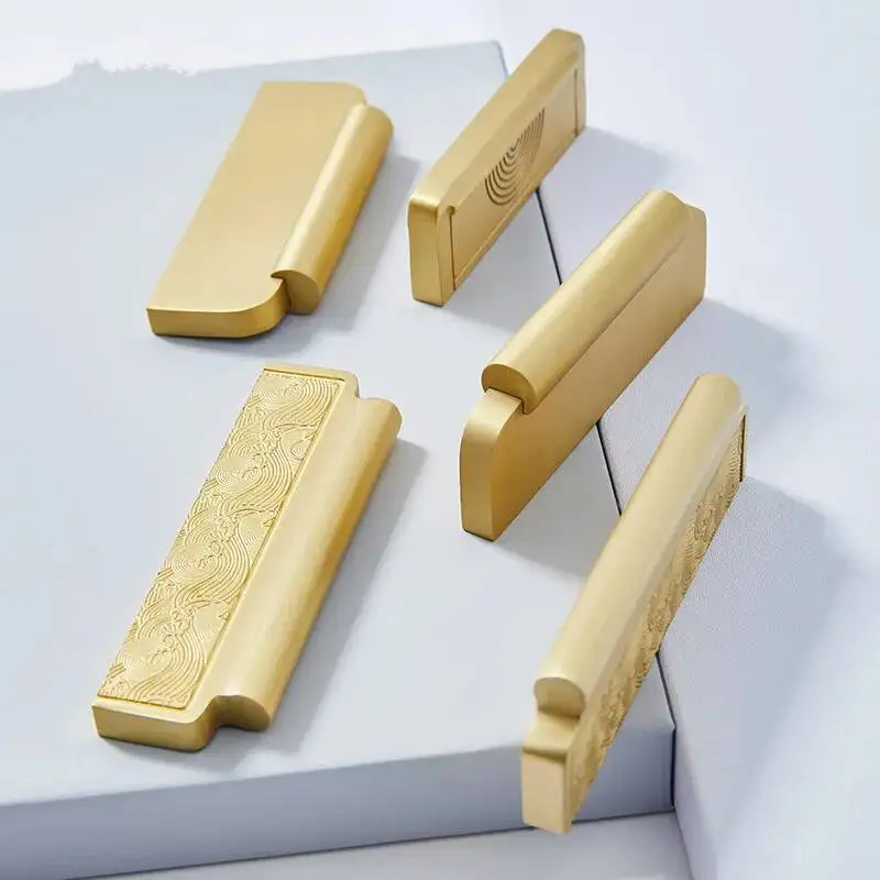 الراقية النحاس الصينية الجديدة الحديثة وبسيطة الرجعية نمط ضوء مقبض باب خزانة الملابس