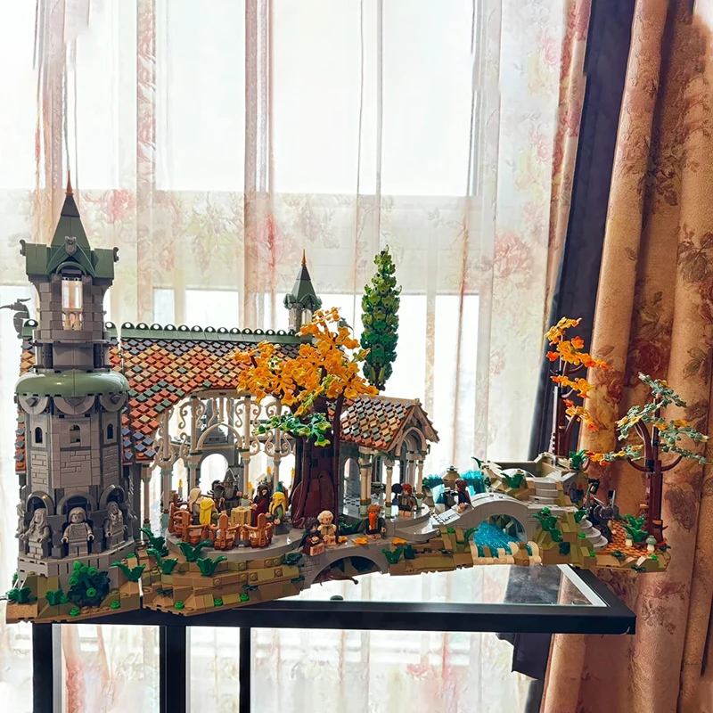 Creative Expert Icons Medieval Movie Lorded of Rings Rivendell Castle Model Building Blocks Brick Street View Toys Xtmas Gifts