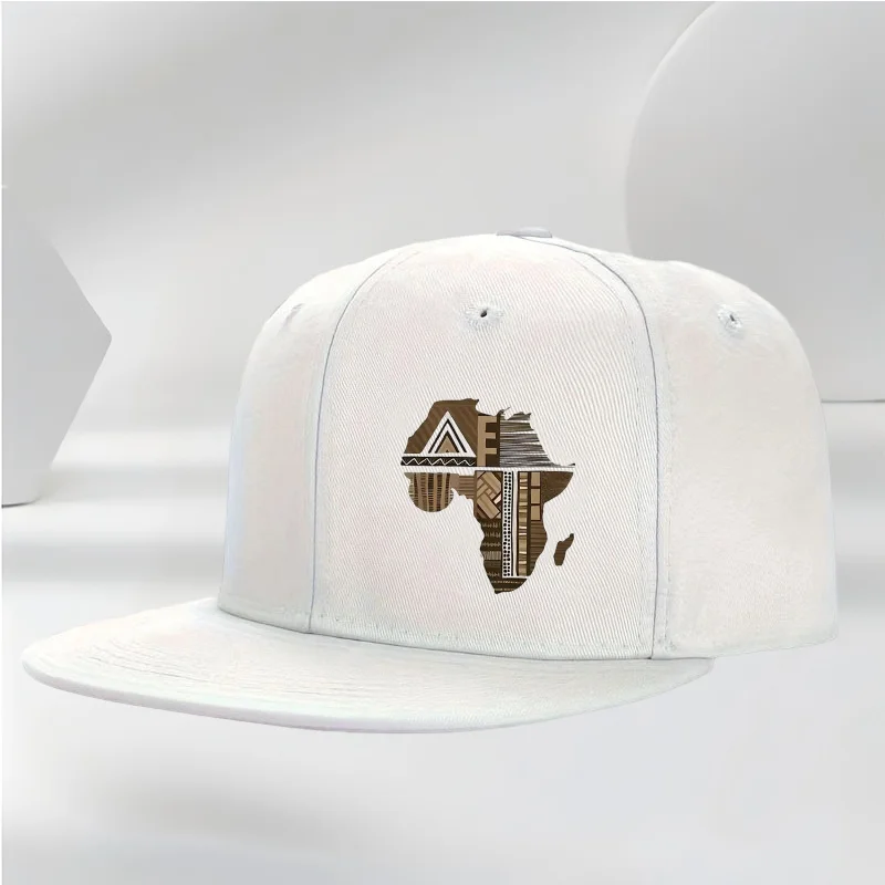 Men' & Women' African Map Print Baseball Cap with Africa Outline - Adjustable Flat Brim Hat, Breathable Outdoor Casual Wear, Uni