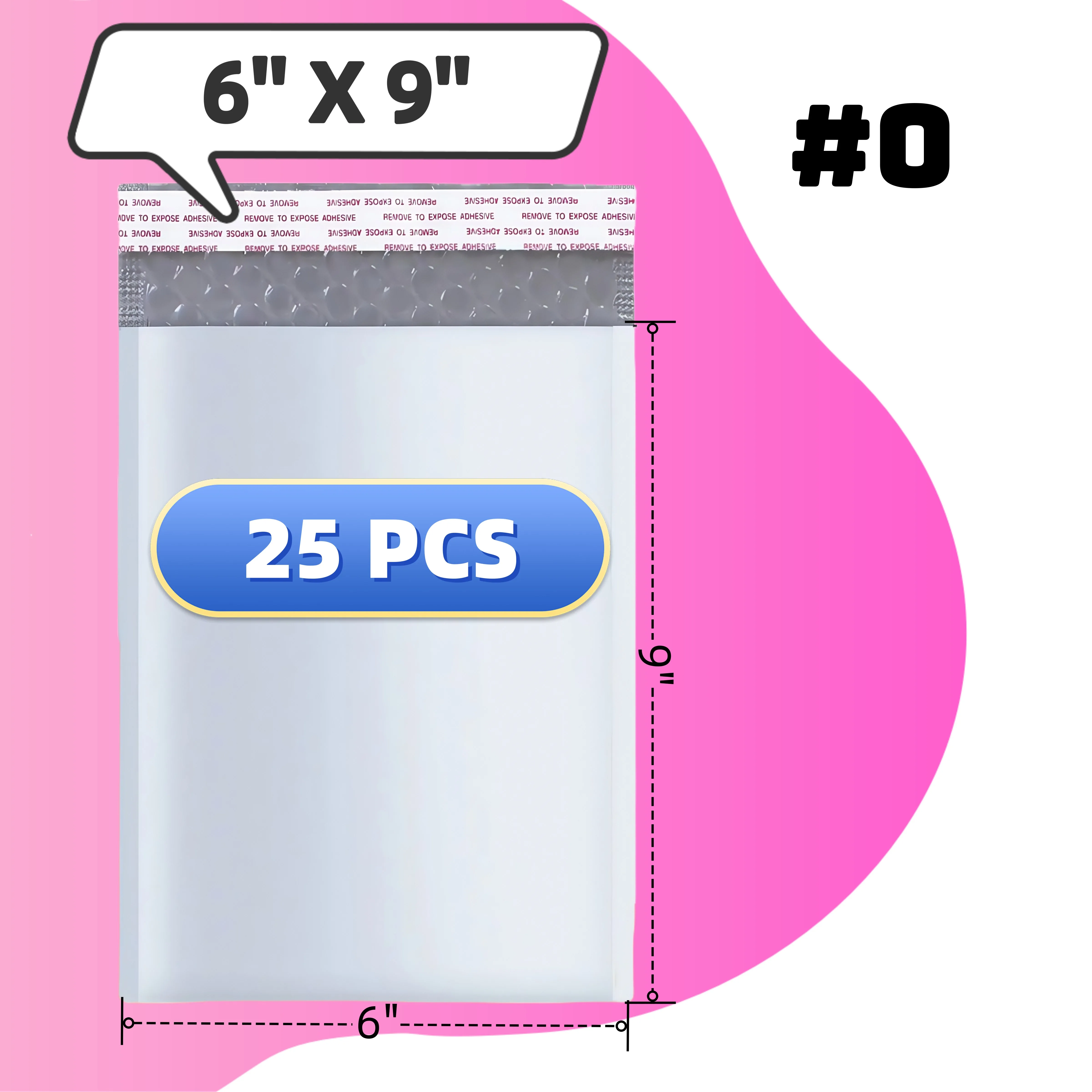 

25 PCS #0 6x9 POLY BUBBLE MAILERS SHIPPING MAILING PADDED BAGS ENVELOPES SELF SEAL