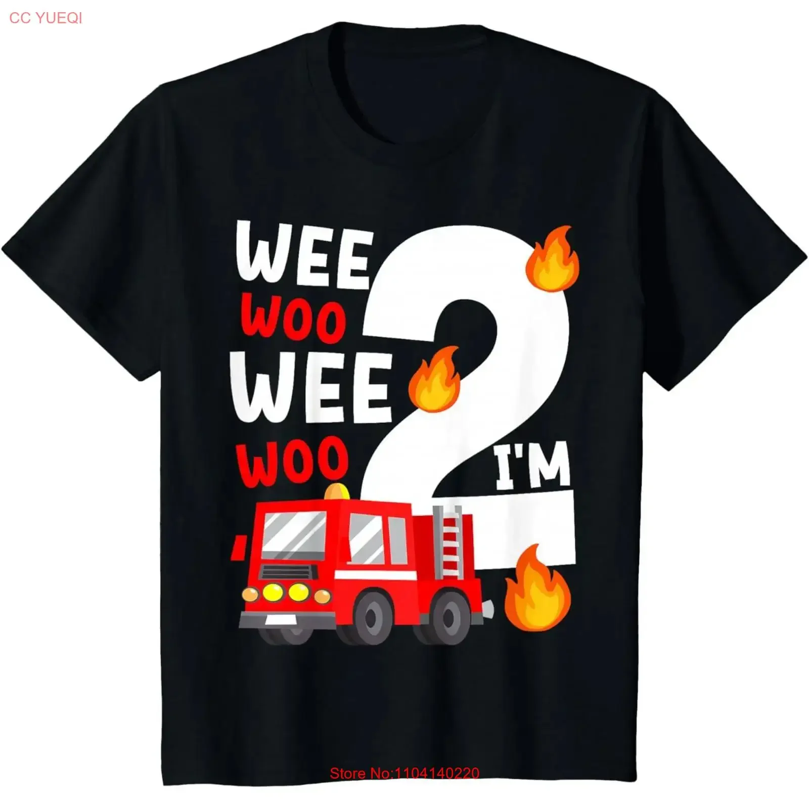 Kids Wee Woo I'm 2 Years Old Red Fire Truck Boys 2nd Birthday T Shirt for D vintage Washed Versatile Top For Everyday Wear