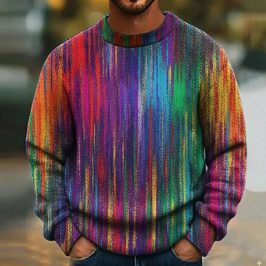 

New Sweatshirt for Men's Long Sleeve Colorful 3D Printed Soft Breathable Fabric Fashion Streetwear Loose Tops Leisure Pullovers