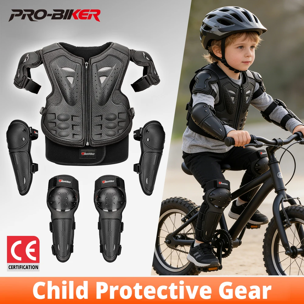 For Height 1.1-1.6M Youth Child Kids Motorcycle Armor Vest Body Protection Motocross Full Armor Elbow Knee Pads Back Protector