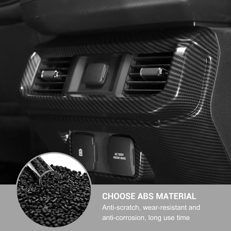 1 Piece Rear Armrest Box Air Vent Outlet Cover Trim Panel Carbon Fiber Pattern ABS For Ford F150 2021 2022 2023