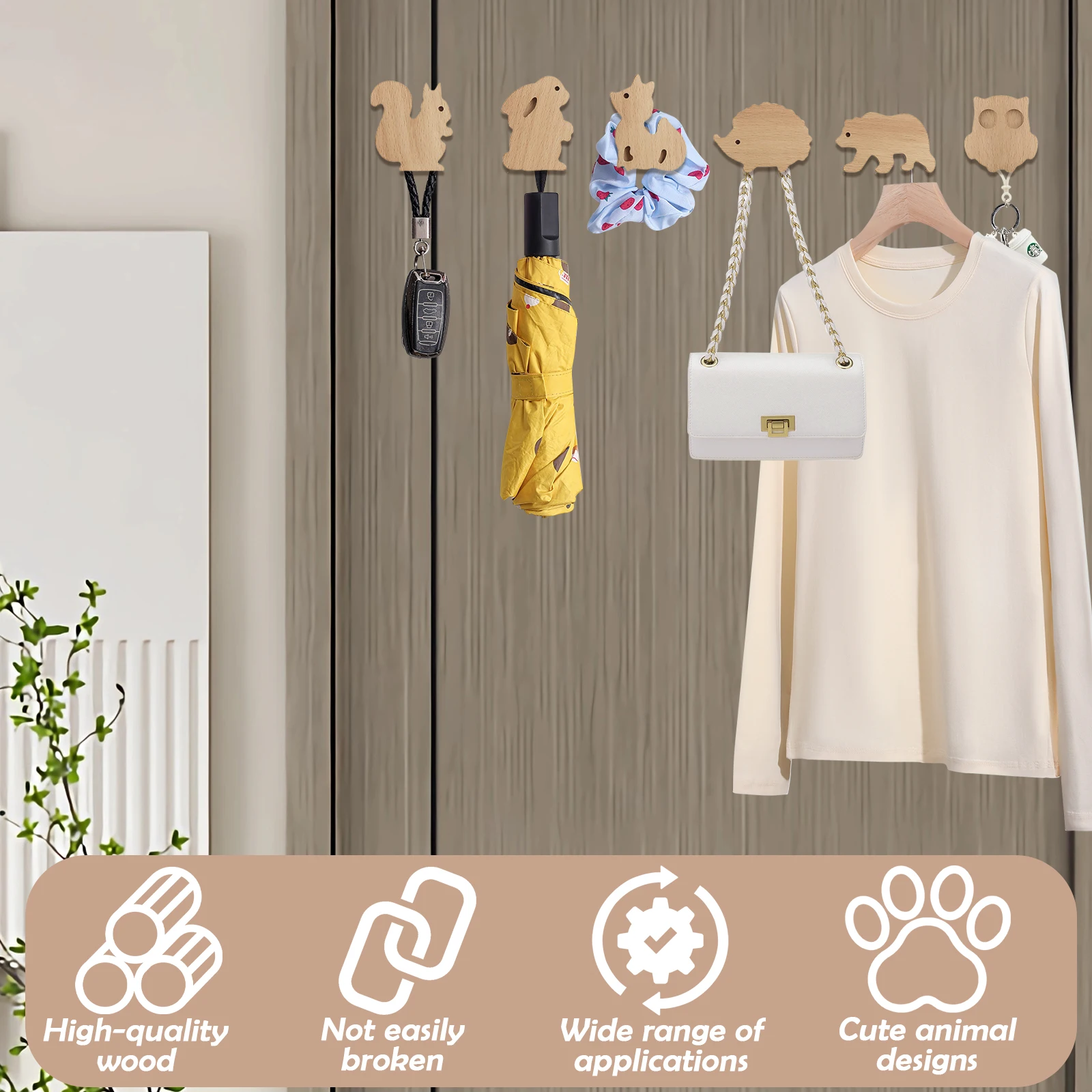 

6pcs Animal Wooden Handle Child Room Decoration Kitchen Knobs Handles for Cupboards and Drawers Furniture Accessory Hardware