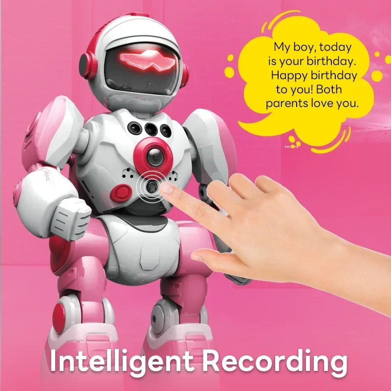 Robot Intelligent RC, enregistrement vocal avec lumières, programmation, télécommande, musique, danse, jouet électrique pour enfants, cadeau