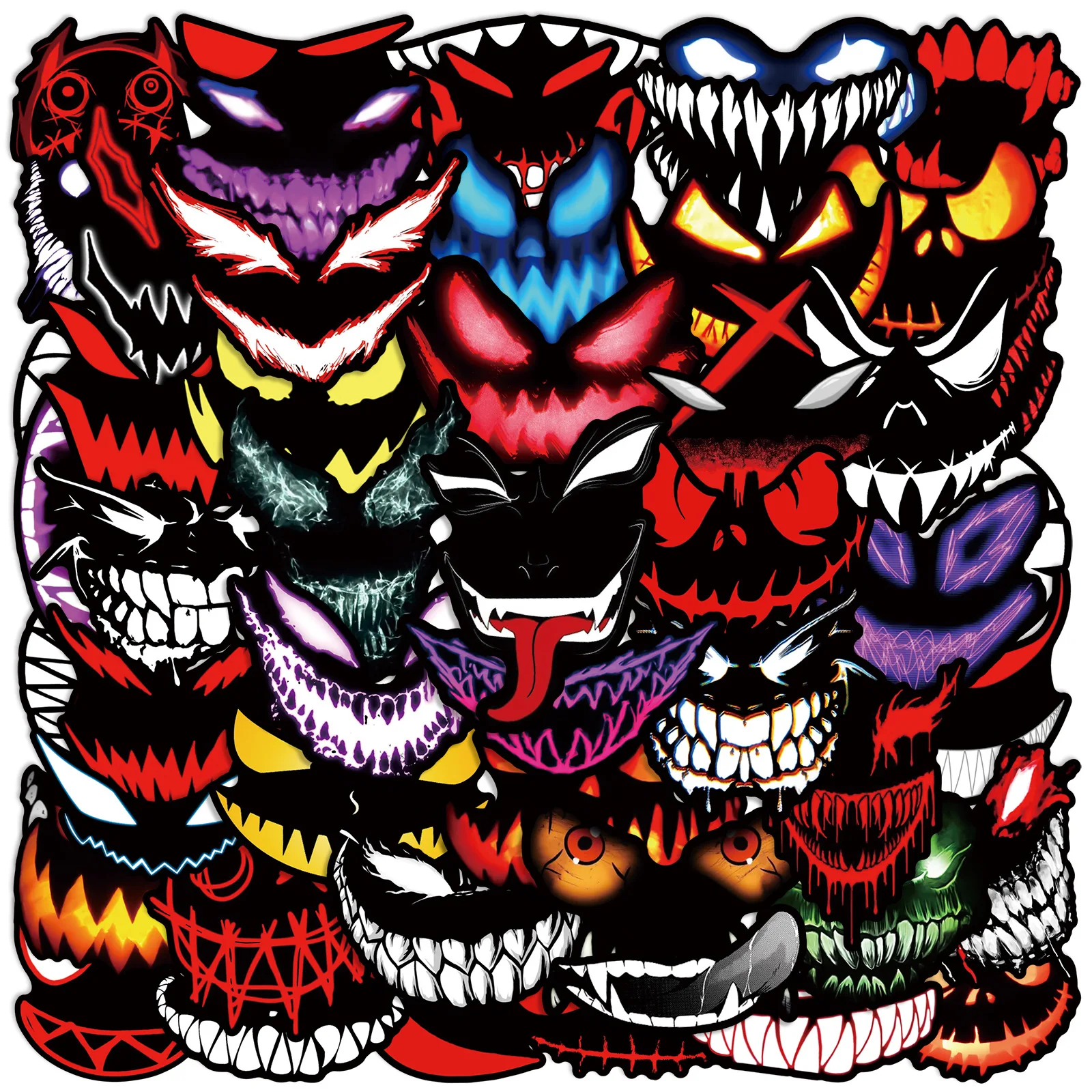 10/30/50PCS Cartoon Scary Face Demon Meme Graffiti Sticker DIY Decoration PVC Waterproof Skateboard Notebook Graffiti Toy