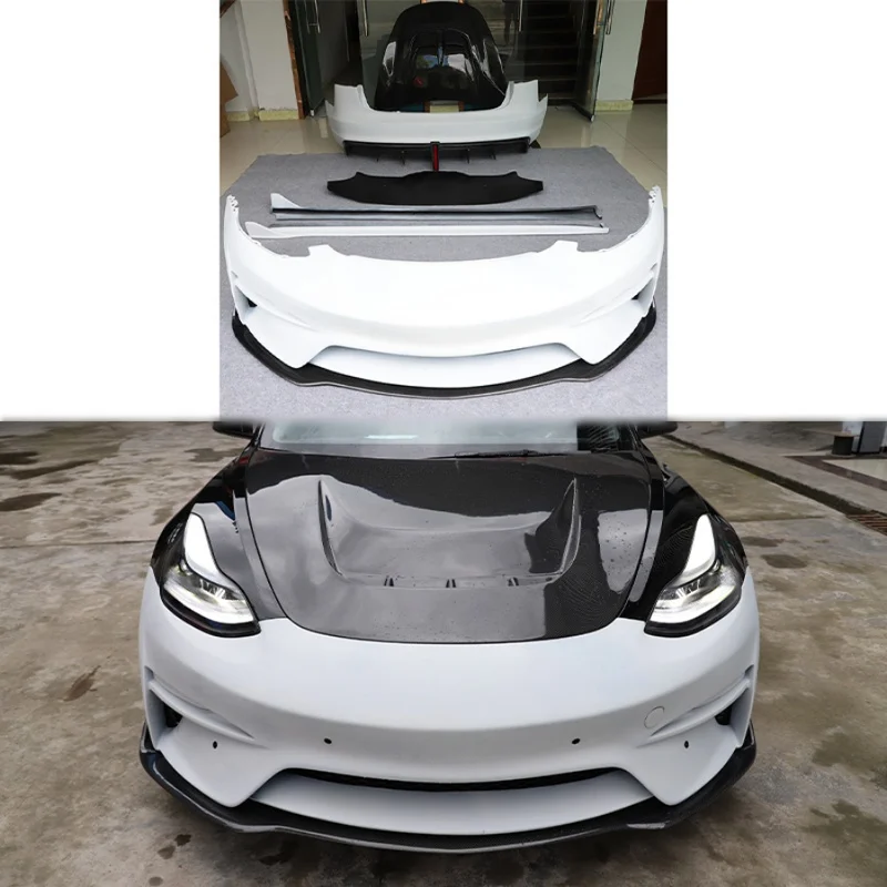 2017-2025 Model 3 Gen1 Resin Body Kit Front Rear Bumper Splitter Engine Hood Side Skirts Modified Exterior Accessories