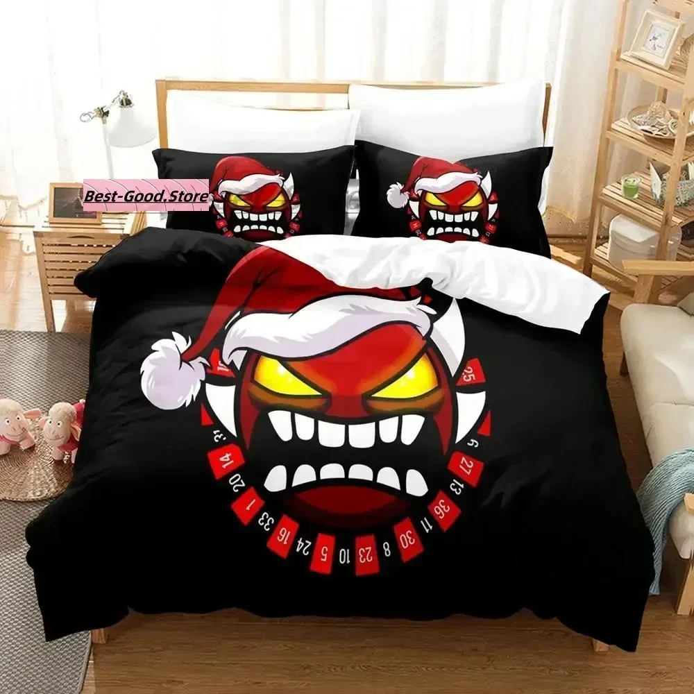 Angry Geometry Dash Bedding Set Single Twin Full Queen King Size Bed Set Aldult Kid Bedroom Duvetcover Sets 3D Print New 2022