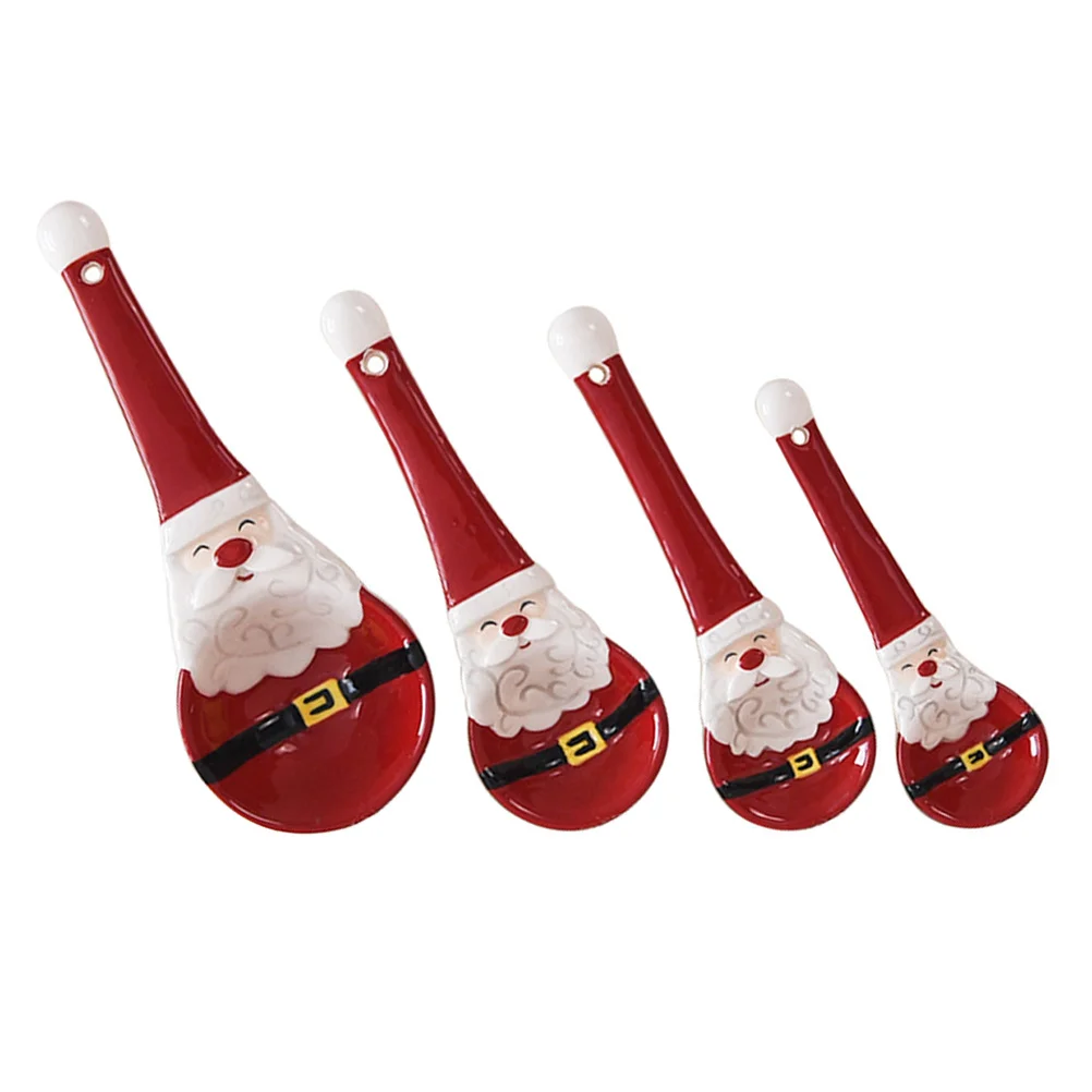 

1Set Ceramic Santa Claus Measuring Spoons Set Cute Christmas Kitchen Accessories for Baking Cooking Essential Tools