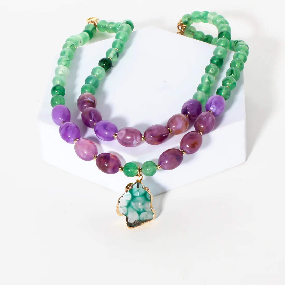 Zvoijio Summer New Irregular Resin Multi-layer Necklace for Holiday