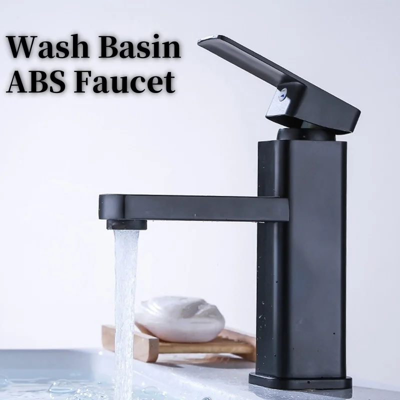 

Waterfall Wash Basin ABS Faucet Black Hot Cold Toilet Wash Basin Tap Deck Mounted Sink Black Faucets Bathroom Home Accessories