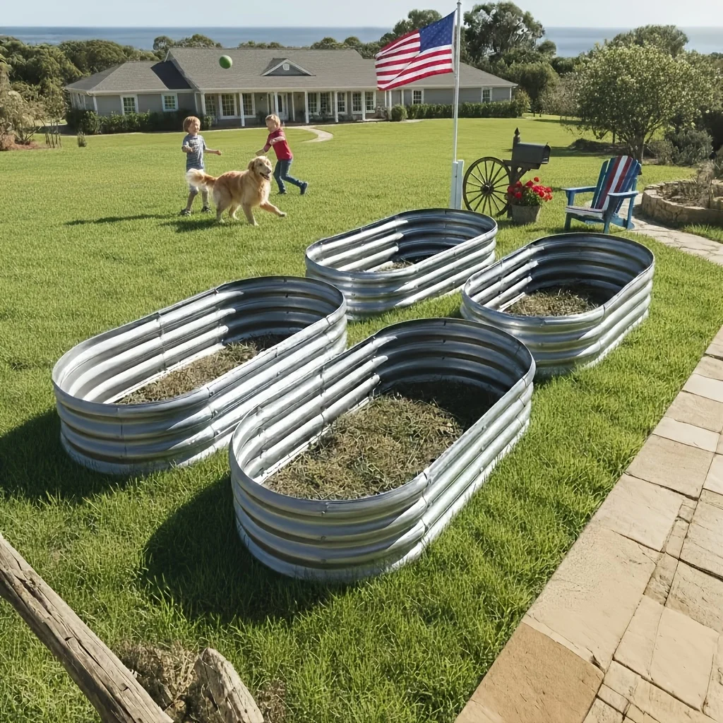 

Galvanized Raised Garden Bed 2 Sets, 4 By 2 Feet Lightweight Planter Boxes Outdoor With Easy Assembly