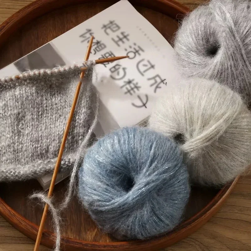 25g/rollo de lentejuelas brillantes, cebolla dorada, Mohair, bola de hilo brillante, hilo tejido DIY para suéter, sombrero, accesorios