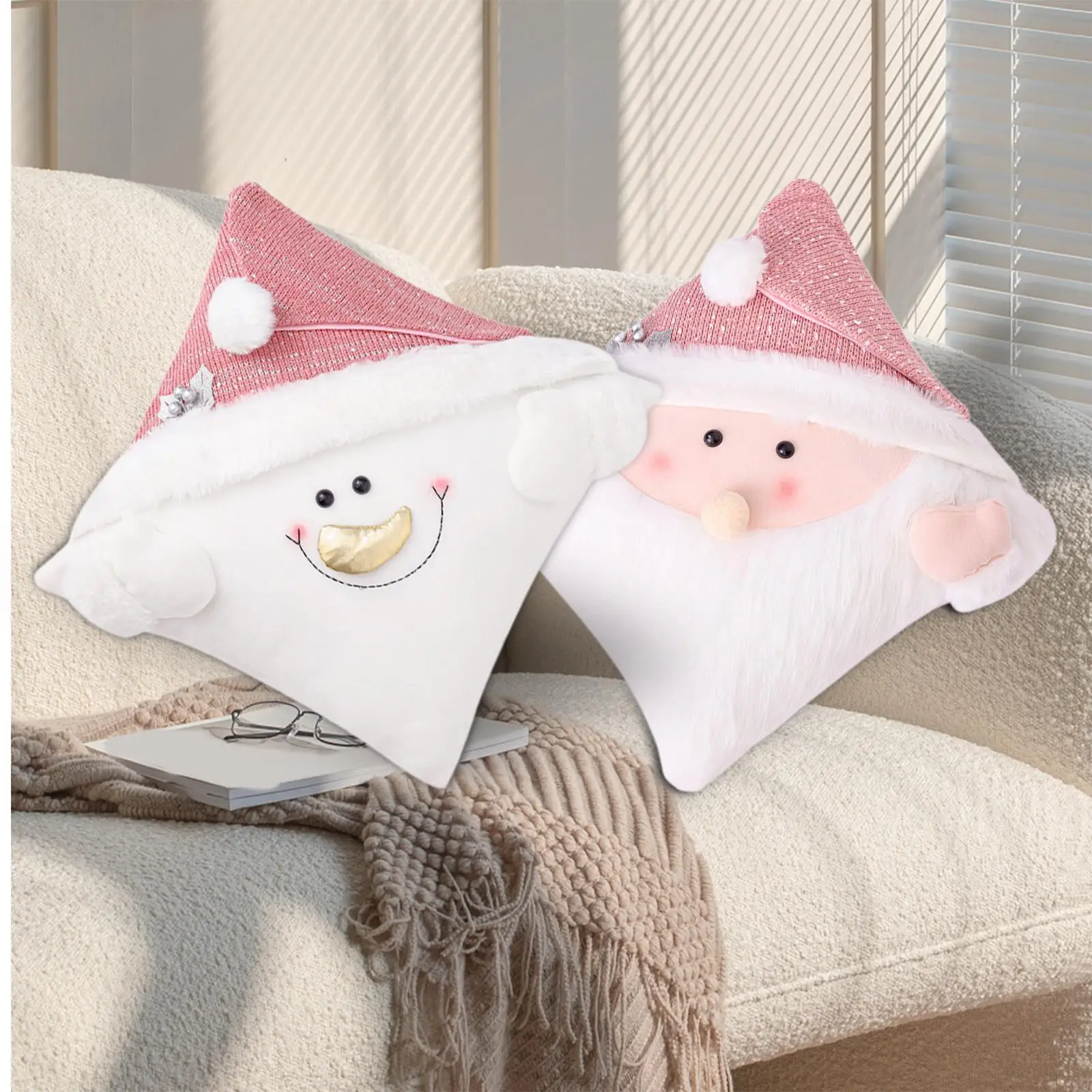 Christmas Pillow Cover Farmhouse Zipper Modern Pillowcase Cover Soft Xmas Cushion Cover Throw Pillow Cover for Bed Hotel Bedroom