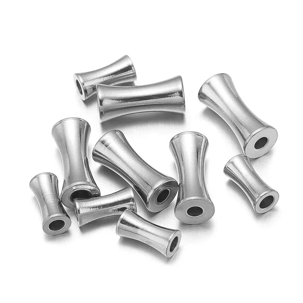 10pcs Stainless Steel Gold Plated Barrel Drum Beads Tube Spacer Beads Charms for DIY Necklace Bracelet Findings Jewelry Making