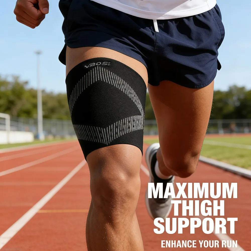 1Pcs Upper Leg Thigh Compression Sleeve, Stretch Nylon Thigh Brace, Comfortable Thigh Protector for Workout, Basketball, Cycling