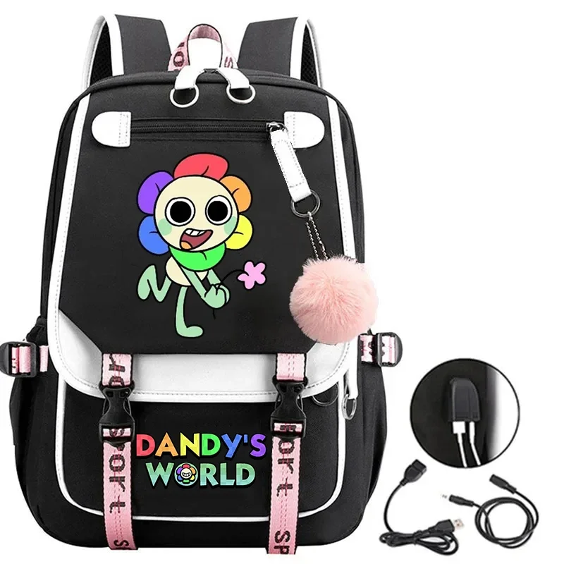 

Dandys World Sunflower Pattern School Bag for Boys Girls Cartoon Dandys World backpack Men Women Usb Charging Shouder Backpack