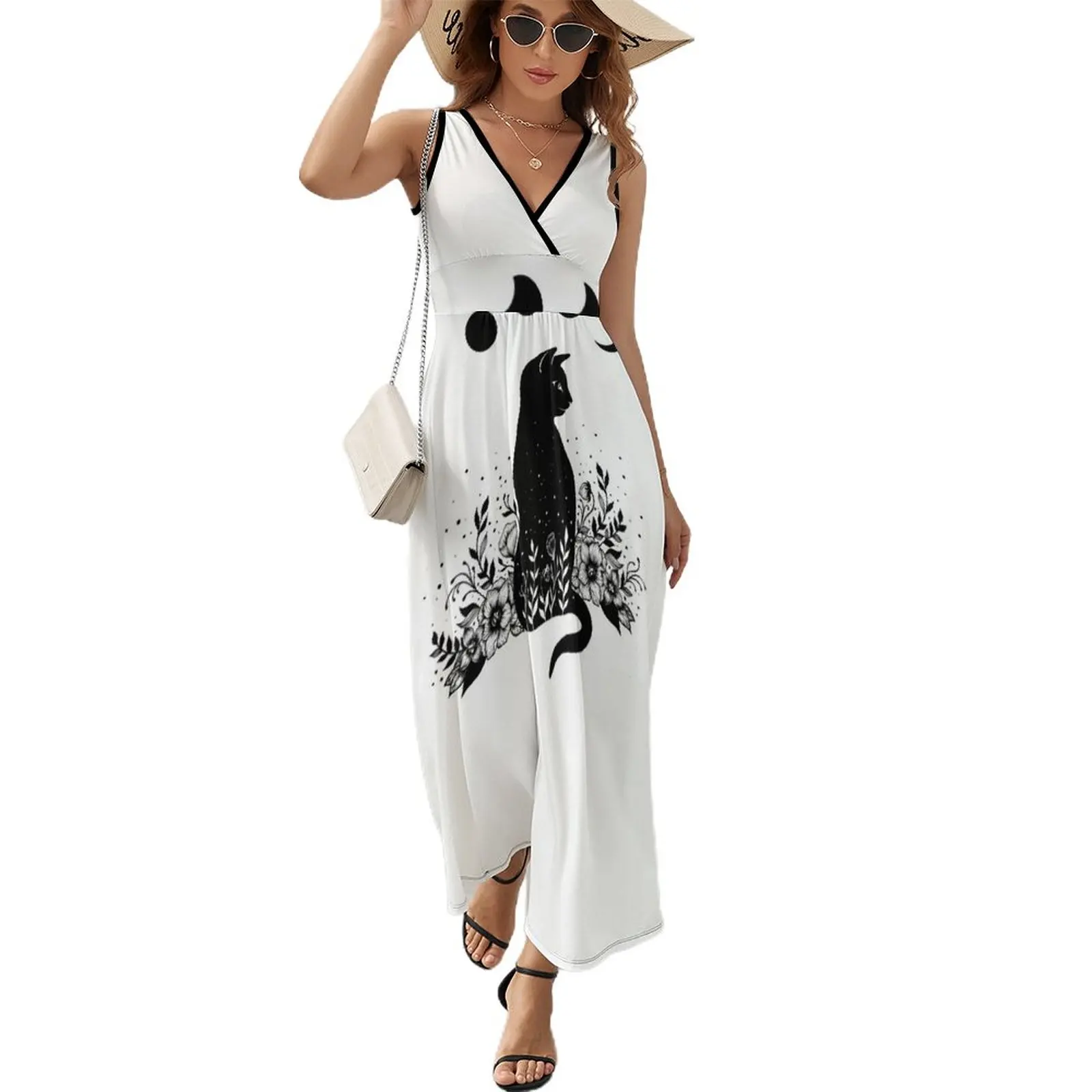 

Night Garden Cat Sleeveless Dress summer clothes for women Evening dresses