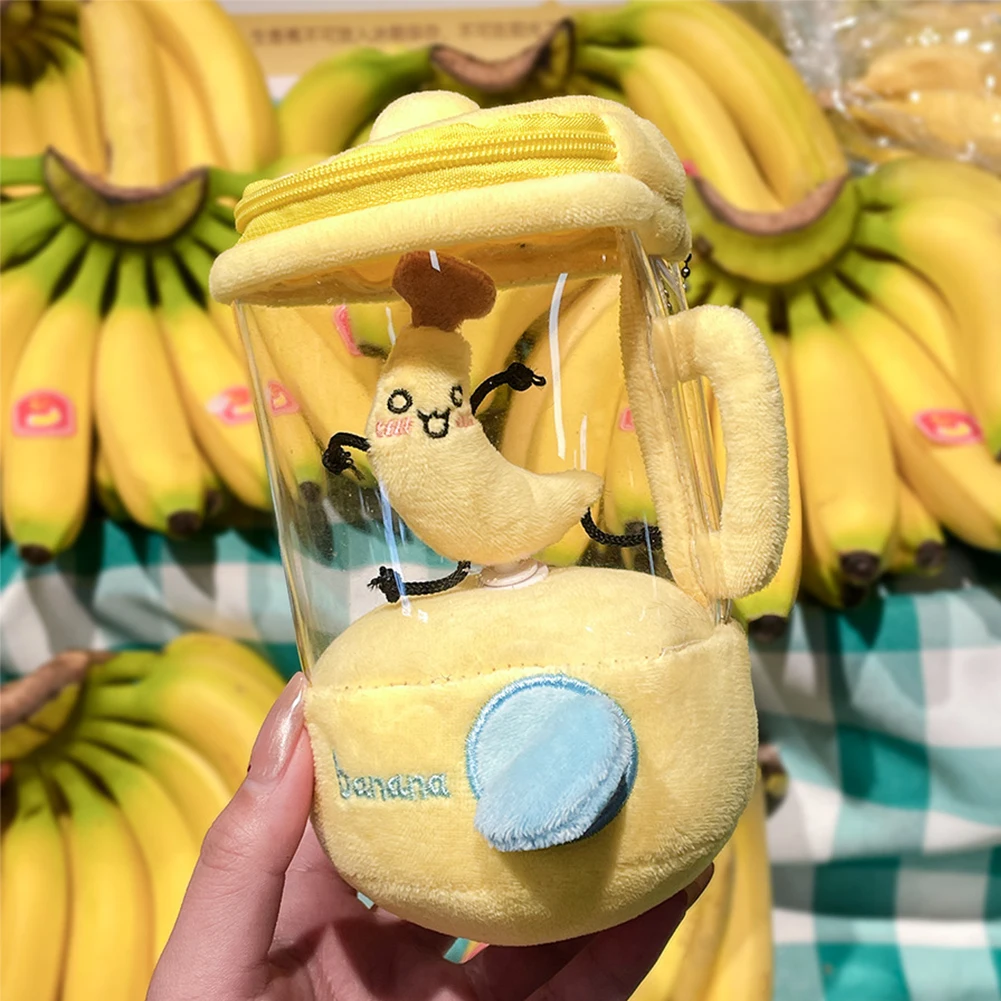 만화 과일 주서기 플러시 장난감 수박/오렌지/바나나 가방 펜던트 블렌더 장난감 끈 회전 플러시 키체인