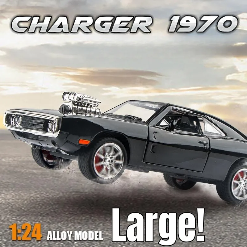 Fast & Furious 7 Dodge Charger R/T 1/24 Diecast Alloy Miniature Toy Car Model Pull Back Sound Light Collection Gift For Boy Kid