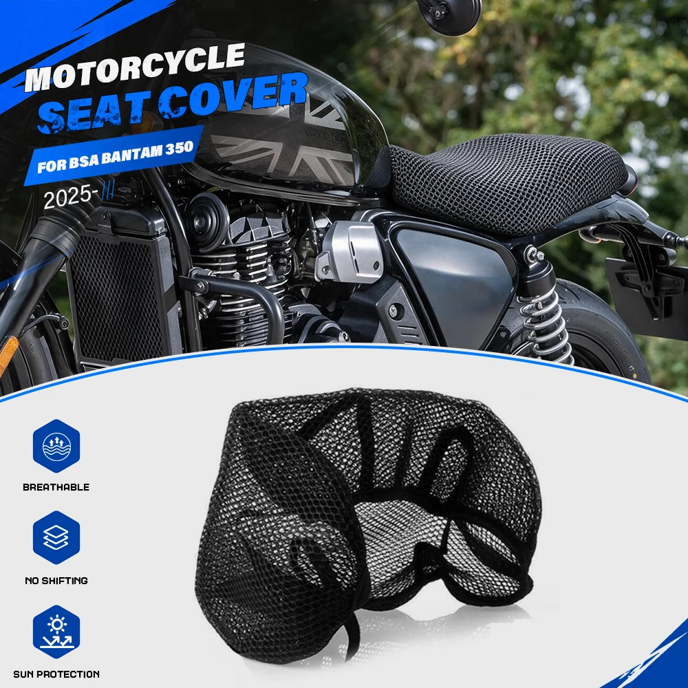 Motorcycle Seat Cover For BSA Bantam 350 2025 2026 Breathable 3D Mesh Cooling Cushion Anti-Slip Quick Dry Saddle Protector