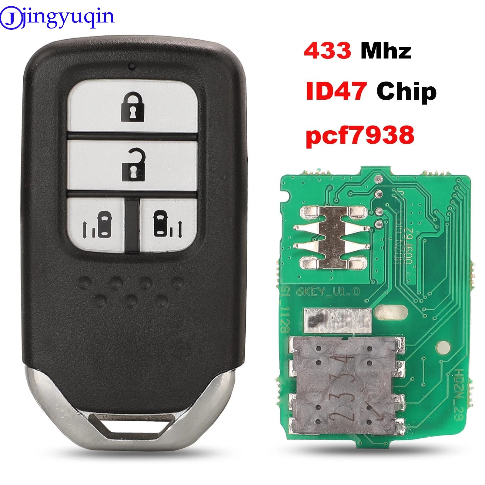 

jingyuqin Replacement 4B Smart Remote Key Fob 433MHz ID47/PCF7938 Chip For Honda New odyssey Elysion Control Hybrid Power