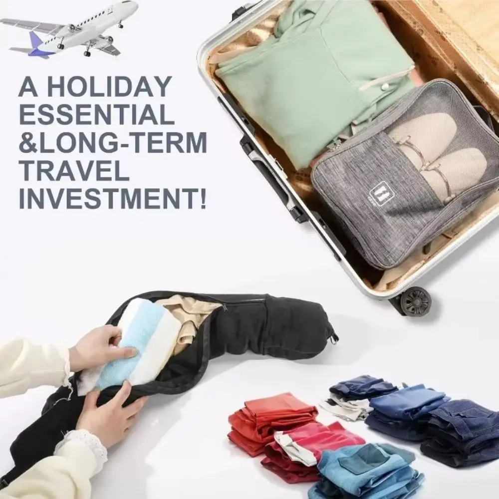 Adjustable Straps Fillable Neck Pillow Stuff With Clothes Space-saving Portable Travel Bag Comfortable Extra Luggage